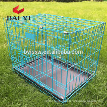 Pliage à la maison formation chien en acier noir Chiot Pet Iron Cage avec une cuvette en plastique